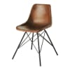 Stuhl im Industrial-Stil aus Leder, braun
